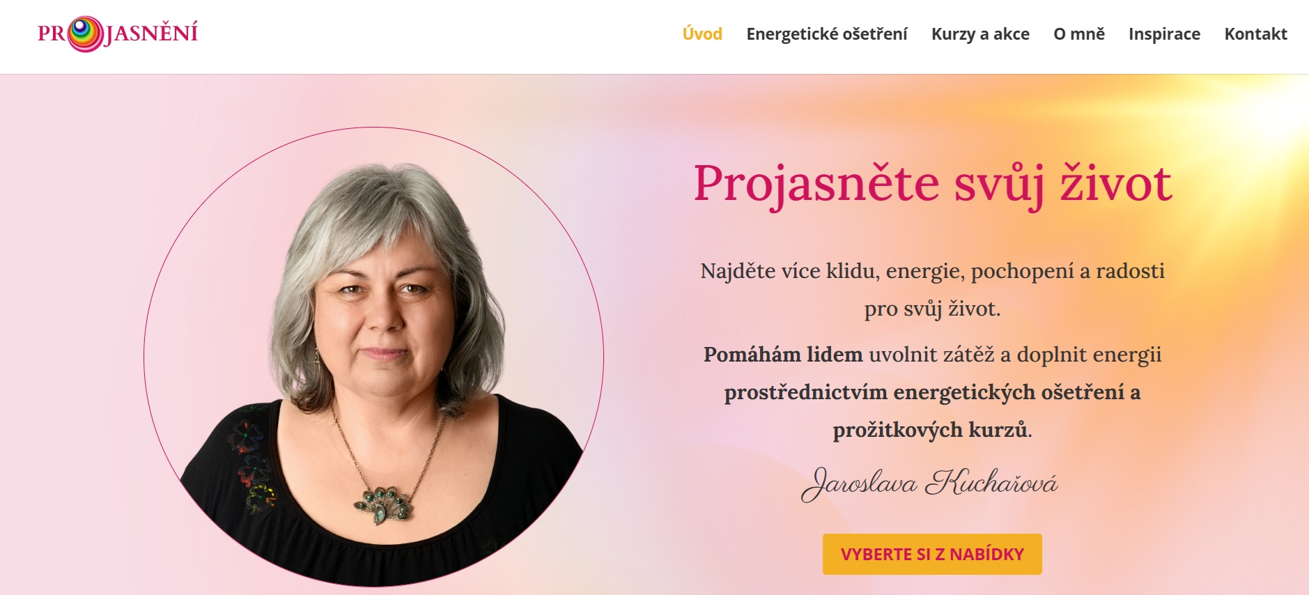 Ukázka webu pro alternativní terapie